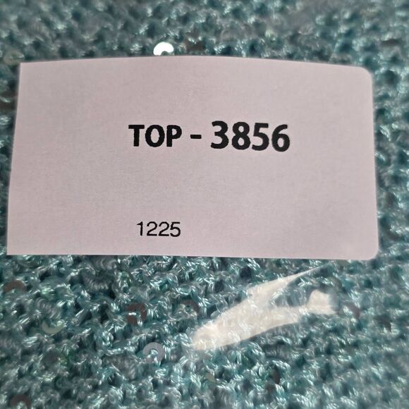 Alfred Dunner Petite PM Teal Sequin Open Cardigan - Picture 6 of 6